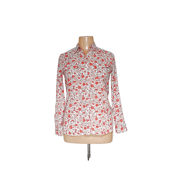 Jones NY Orange Floral Button-Up Top M - Picture 1 of 4